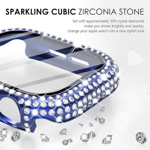 Fullife Bling Case for Apple Watch Series 10 Screen Protector 42mm, Women Glitter Diamond Rhinestone Bumper Face Cover Hard PC Protective Frame for iWatch Accessories S10 (42mm, Gold in Kuwait