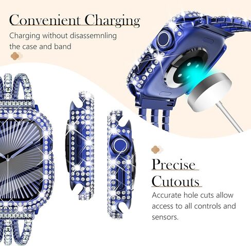 Fullife Bling Case for Apple Watch Series 10 Screen Protector 42mm, Women Glitter Diamond Rhinestone Bumper Face Cover Hard PC Protective Frame for iWatch Accessories S10 (42mm, Gold in Kuwait