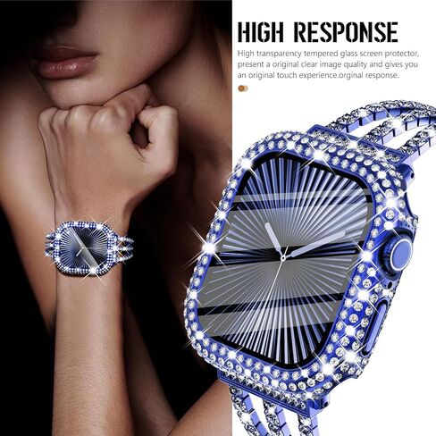 Fullife Bling Case for Apple Watch Series 10 Screen Protector 42mm, Women Glitter Diamond Rhinestone Bumper Face Cover Hard PC Protective Frame for iWatch Accessories S10 (42mm, Gold in Kuwait