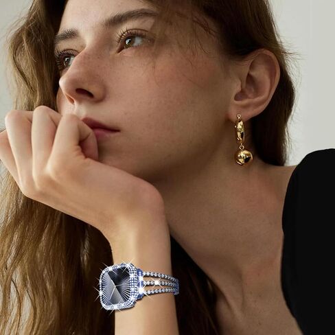 Fullife Bling Case for Apple Watch Series 10 Screen Protector 42mm, Women Glitter Diamond Rhinestone Bumper Face Cover Hard PC Protective Frame for iWatch Accessories S10 (42mm, Gold in Kuwait