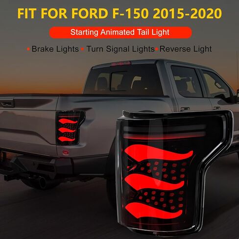 Sequential Full Led tail lights for 2015-2020 Ford F150 Starting Animated Rear Light Assembly, Dynamic Turn Signal,Brake Light,Reverse Light Smoked in Saudi Arabia