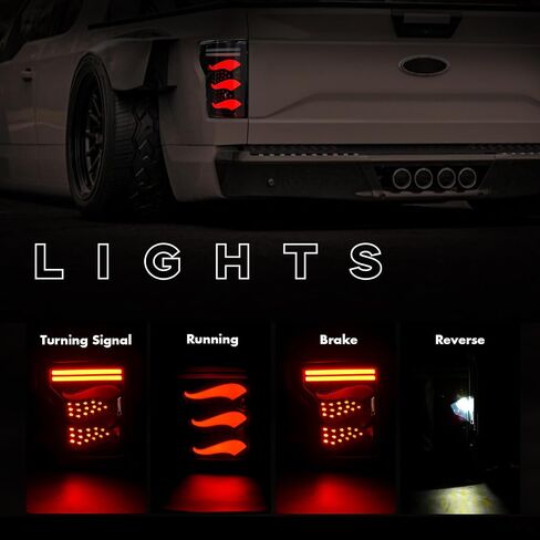 Sequential Full Led tail lights for 2015-2020 Ford F150 Starting Animated Rear Light Assembly, Dynamic Turn Signal,Brake Light,Reverse Light Smoked in Saudi Arabia