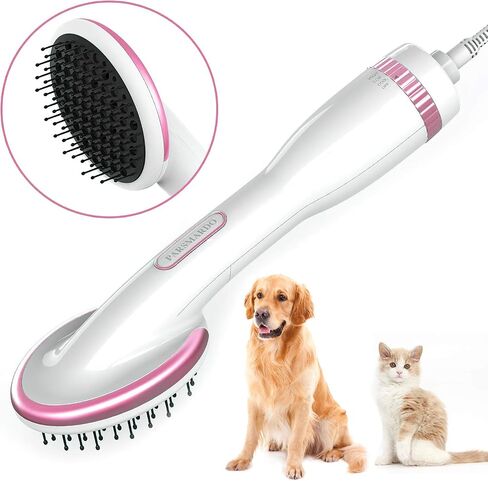 Pet Hair Dryer for Long Hair Dogs Cats，Pet Massage Blower Dryer 1000W Adjustable Temperature Settings with flexible soft bristles for Medium Large Dog with Long hair white in Saudi Arabia