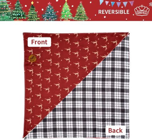 CROWNED BEAUTY Christmas Dog Bandanas Reversible Small 2 Pack, Festive Forest Set, Plaid Adjustable Triangle Holiday Scarves for Dogs Cats Boy Girl Pets DB140-S in Saudi Arabia