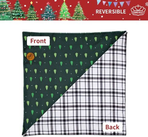CROWNED BEAUTY Christmas Dog Bandanas Reversible Small 2 Pack, Festive Forest Set, Plaid Adjustable Triangle Holiday Scarves for Dogs Cats Boy Girl Pets DB140-S in Saudi Arabia