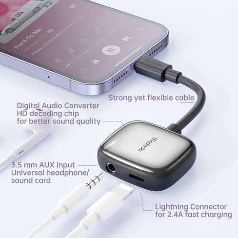 mcdodo Lightning to 3.5mm Audio Cable+Audio Charger Splitter,2 in 1 iPhone Headphone Digital Audio Adapter Aux Adapter for iPhone 14 13 12 11 XS XR X 8 7 iPad iPod（Blue） in Saudi Arabia