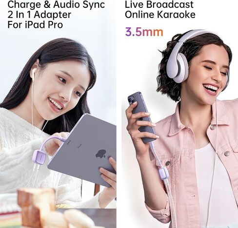 mcdodo Lightning to 3.5mm Audio Cable+Audio Charger Splitter,2 in 1 iPhone Headphone Digital Audio Adapter Aux Adapter for iPhone 14 13 12 11 XS XR X 8 7 iPad iPod（Blue） in Saudi Arabia