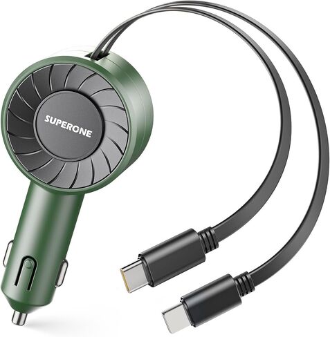 SUPERONE 3-in-1 Car Charger with Retractable Cords, USB C Charger Car Adapter Compatible with iPhone 16/15/14/13/12/11 Pro Max Samsung Android Phones in Saudi Arabia