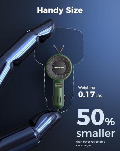 SUPERONE 3-in-1 Car Charger with Retractable Cords, USB C Charger Car Adapter Compatible with iPhone 16/15/14/13/12/11 Pro Max Samsung Android Phones in Saudi Arabia