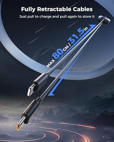 شاحن سيارة SUPERONE 3 في 1 مع أسلاك قابلة للسحب، محول سيارة USB C متوافق مع هواتف iPhone 16/15/14/13/12/11 Pro Max Samsung Android in Kuwait