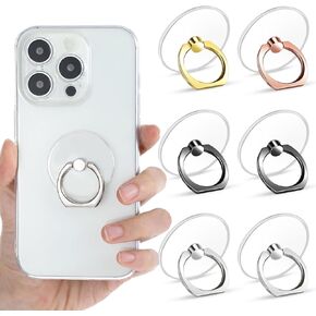 6 Pack Cell Phone Ring Holder Transparent Phone Ring Holder Grip 360 Degree Rotation Ring Holder for Phone Case Cell Phone Tablet Case Accessories