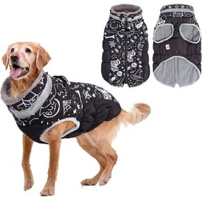 Dog Waterproof Winter Coat with Harness, Reflective Warm Dog Jacket with Zipper for Cold Weather, Dog Snowsuit for Small Medium Large Dogs YRFN21S