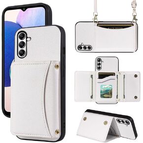 Phone Case for Samsung Galaxy S24 5G Wallet Cover with Crossbody Shoulder Strap and Leather Credit Card Holder Pocket Slim Flip Purse Stand Cell Accessories S 24 24S GS24 G5 Girls Women Blue