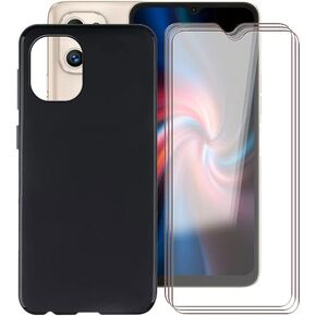 Phone Case for Umidigi Power 7 Max (6.7") with [3 X Tempered Glass Screen Protector], Ultra-thin Soft Silicone Bumper Shell Shockproof TPU Black Cover for Umidigi Power 7 Max - Black