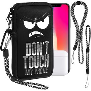 Phone Sock, Neoprene Phone Pouch with Carabiner and Straps, Universal Phone Bag for Smartphone, Compact Phone Sleeve Case for Travel Hiking, Shock Absorbing Pouch Case up to 7", Gift for Men Women