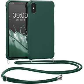 kwmobile Crossbody Case Compatible with Apple iPhone X Case - TPU Silicone Cover with Strap - Mother of Pearl