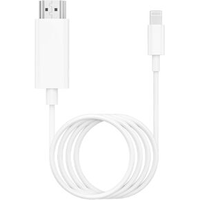 Lightning to HDMI Adapter Cable for iPhone,[Apple MFi Certified] 1080P Lightning to HDMI Digital AV Adapter HDTV Cord Compatible with iPhone/iPad to TV Projector Monitor No Need Power Supply-6.6ft