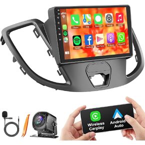 4+64G Android 12 Car Stereo for Ford 2013-2019 Transit, 9 Inch IPS Touch Screen Car Radio with Wireless Carplay/Android Auto,GPS, WiFi, Bluetooth,FM, Support OBD2/DVR/DSP