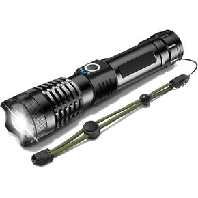 ISUNMEA Rechargeable Strong Flashlight, Zoomable LED Powerful Flashlights 1500LM High Lumens w/ 5 Modes Waterproof Handheld Flash Light for Emergencies Outdoor Camping Hiking Home Power Outage 1-Pack