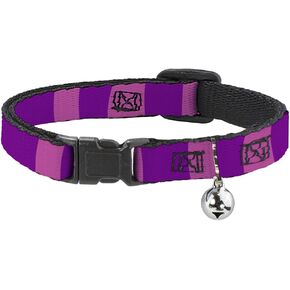 Cat Collar Breakaway Cheshire Cat Stripe Pink Purple 8 to 12 Inches 0.5 Inch Wide