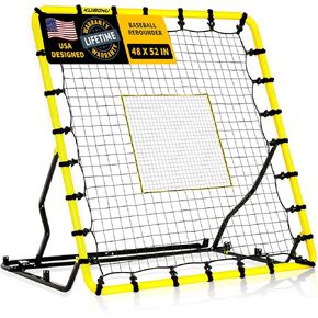 Baseball and Softball Rebounder Net - Adjustable Volleyball Rebounder Net with Robust Steel Frame & PE Netting, 4 x 4.5 FT Baseball Pitching and Fielding Training Equipment