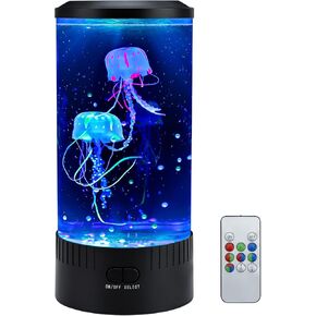 Jellyfish Lamp LED Mood Night Light with 7 Color Changing, Remote Control Large Jellyfish Aquarium Tank Night Light to Decorate Home Office, Gifts for Kids Teens Adults, Black, JFL_001