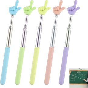 5 Pcs Finger Pointer Stick for Classroom, 21.7" Extendable Pointer Teaching Tool, Versatile Mini Retractable Stick for Teachers Students Reading and Presentations (Multi-Color)