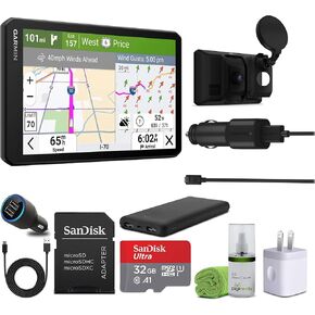 Garmin Dezl Cam OTR725 GPS Truck Navigator with Dash Cam 7" Display Touchscreen, Commercial GPS Navigation for Semi-Truck Driver Bundle with 32GB SD Memory Card + LCD Cleaning Kit + More Accessories