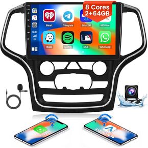 8-Core 2+64G Android 13 Car Stereo for Jeep Grand Cherokee (LHD) 2014-2020 Upgrade Radio, 10.1'' IPS Touch Screen with Wireless CarPlay & Android Auto, AHD Backup Camera, GPS Navigation, DSP