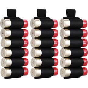 6 جولات Svelcro Shotgun Shell Buttstock حامل، 12/20GA حامل رصاصة مستديرة، حامل شل بعقب بندقية، مع الحقيبة المساعدة Molle هوك وحلقة، ملحقات الرماية - أسود