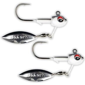 USA BASS Tackle Mark-27 Underspin Swimbait Jig Head Tackle Built for Giant Largemouth Smallmouth Spotted Bass - Custom Blades, Paint, Owner Hooks