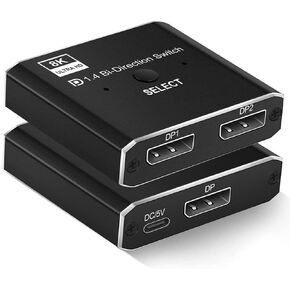 2 منفذ Displayport 1.4 محول 2 في 1 خارج 1 في 2 خارج ثنائي الاتجاه محول Sharer 8K60HZ متوافق مع مضيف الكمبيوتر المحمول Mac خارجي DP TV مراقب جهاز عرض محدد محول 4K60HZ