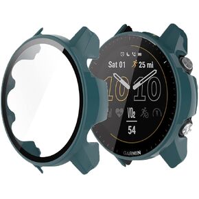 Compatible for Garmin Forerunner 955 Case, Lamshaw Hard PC Case with Tempered Glass Screen Protector Compatible with Garmin Forerunner 955 GPS Running Smartwatch (2 Pack-Transparent+Pink)