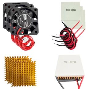 3 Sets TEC1-12706 Peltier Cooler Module kit 6A 12V Cooling Panel + Aluminum Heat Sinks + 12V Cooling Fan