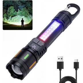 Rechargeable Flashlights High Lumens 2 Pack, Sogidon 990,000 Lumens Super Bright Led Handheld Flash light Battery Powered with 5 Light Modes, COB Side Light, USB Charging, Power Display, Zoomable Beam