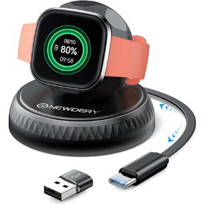NEWDERY Charger Stand for Pixel Watch 3 2 & for Fitbit Sense 2/Versa 4 3, Retractable USB C Charging Cable with USB A Adapter, Portable Replacement Dock for Fitbit & for Google Smartwatch