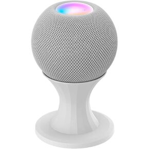 HUAYUWA White Table Stand Holder Audio Desktop Stand with Built-in Cable Management for Homepod Mini Audio