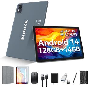 Tablet 10 inch Android 14 Tablet 2024 Newest Octa-Core Tablet, Dual 4G Cellular Tablet with 128GB+14GB+1TB Expand, 5G WiFi Android Tablet with Keyboard, 8000mAh, GPS, 13+8MP Camera, Full HD Display