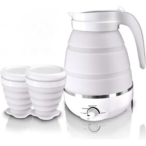Collapsible Travel Kettle, Electric Portable Foldable Kettle Food Grade Silicone Travel Foldable Electric Kettle Suitable for 110V -220V Dual Voltage for Tea Coffee 600-800W