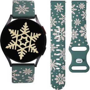 Wearlizer Christmas Two-Tone Snowflake Engraved Bands 20mm Compatible with Samsung Galaxy Watch 7/FE/6/5/4/Active 2 Band 40mm 44mm/Watch 5 Pro 45mm/Watch 6/4 Classic, Women Cute Soft Silicone Strap