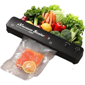 ماكينة إغلاق مفرغة الهواء مع 10 أكياس مفرغة من الهواء، مانع تسرب الهواء للمطبخ في الصندوق - وضعان لتخزين الطعام، سدادة هواء أوتوماتيكية، أسود in Kuwait