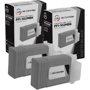 LD Products Compatible Ink Cartridge Replacement for Canon PFI-102MBK 0894B001AA (Matte Black, 2-Pack) Compatible with iPF500 iPF510 iPF600 iPF605 iPF610 iPF650 iPF655 iPF700 iPF710 IP