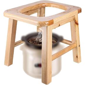 Wooden Steam Seat with Four Legs,Three-Dimensional Toilet,Yoni Steamer Chair,Bedside Commode Seat,Bathroom Anti-Skid Shower Stool,Steaming Chair V Steam at Hom Eattachment 15.7"H (No Steamer)