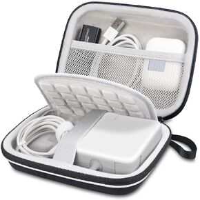 Lacdo Charger Case for MacBook, Small Charger Organizer Portable Pouch Travel Case for MacBook Charger Power Adapter, MagSafe, Magic Mouse, Laptop Accessories, Charging Cords Hard EVA Case Bag, Black