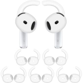 5 Pairs AirPods 4 Ear Hooks Wingtip, Replacement Silicone Wings Sport Earhooks Ergonomic Design Wing Tips Holder Non-Slip Anti-Slip Comfortable Accessories Compatible with AirPods 4th - White