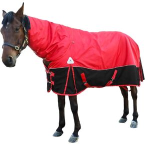 بطانيات إقبال الحصان بطانية شتوية مضادة للماء للخيول 400 جرام بطانة حشو قطنية دافئة 1600D ملاءة بطانية حصان مقاومة للتمزق، بطانية متوسطة الوزن مقاومة للماء 78 بوصة (145) أحمر in Kuwait