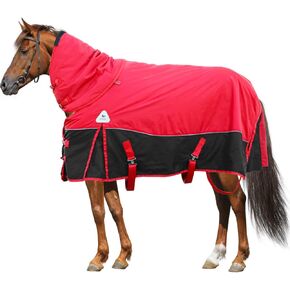 Horse Turnout Blankets Waterproof Horse Winter Blanket 400g Warm Cotton Filling Liner 1600D Ripstop Turnout Horse Blanket Sheet,Medium Weight Waterproof Blanket 78in(145) Red
