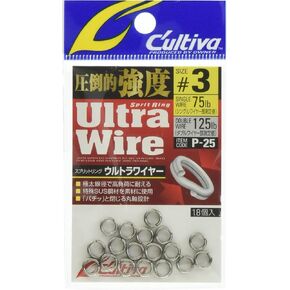 Owner 72825 P-25 Split Ring Ultra Wire #3 75lb/125lb, 18 Pieces