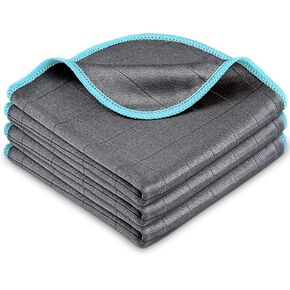 Microfiber Cleaning Cloth Glass Window Stainless Steel Mirror Polishling Rags Eyeglass Windshield Household Nano Sparkle Cloth Lint Free Cleaning Supplies Shiny Wipes, Pack of 8, 16" x 12"