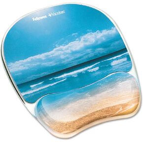 Fellowes 9179301 Gel Mouse Pad with Wrist Rest, 7-7/8 x 9-1/4, Sandy Beach Design